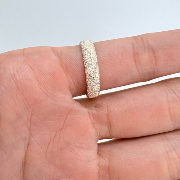 VTG Solid Sterling SIlver 925 Rough Texture Wedding Band Ring Size 10 - Picture 4 of 8